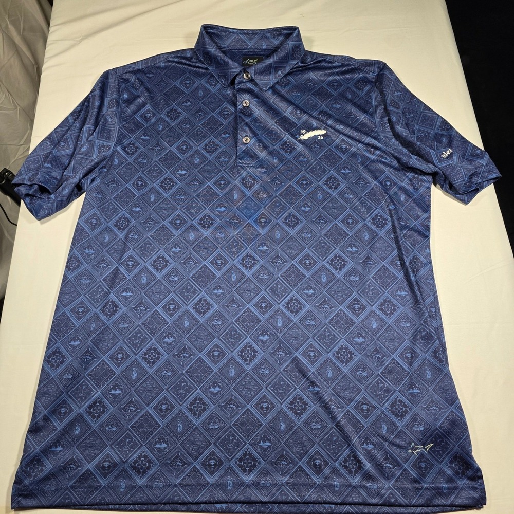 Greg Norman golf Ryder Cup 1926 Polo Shirt Mens Large Blue ML75 Play Dry - Picture 2 of 9